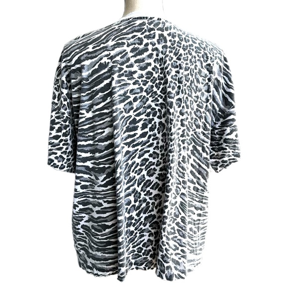 Current/Elliott Distressed Oversized Cheetah Print Tee - Picture 2 of 3